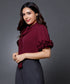 Sleeve Detailed Neck Tie Red Top